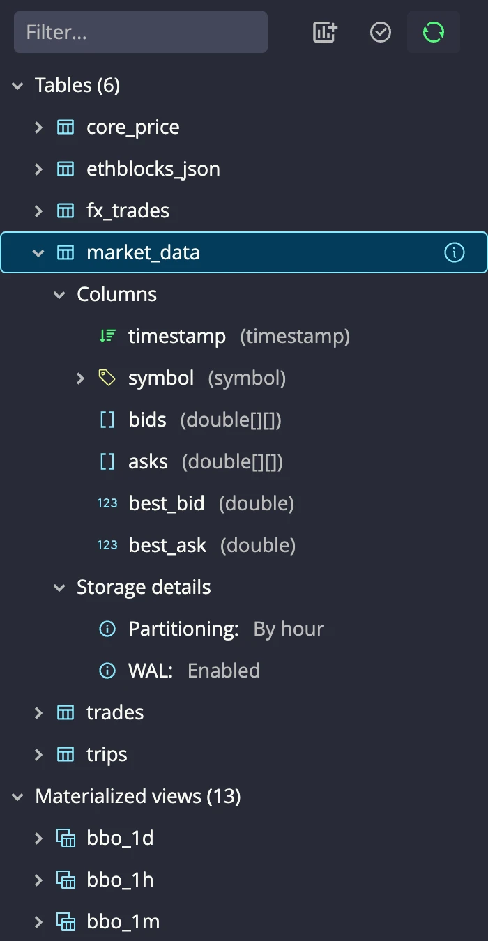 Schema Explorer in the Web Console